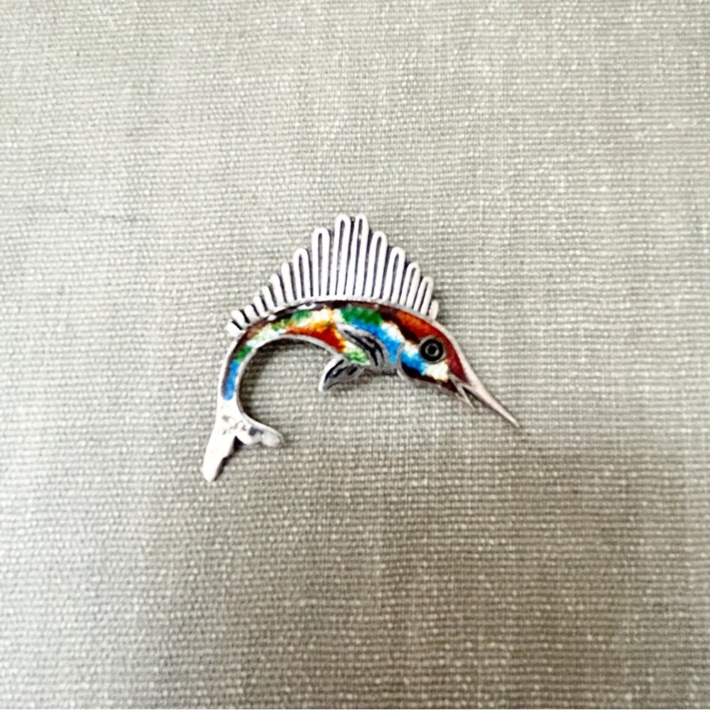 Vintage Mexico Sterling Silver 925 Marlin Sword Fish Stamped Brooch